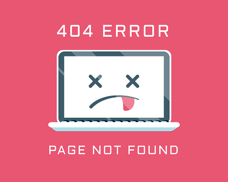 404 error like laptop with dead emoji. cartoon flat minimal trend modern simple logo graphic design isolated on red background. concept of page not found or web site under construction or maintenance