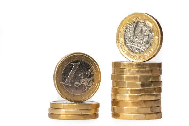 Photo of Euro and British Pound Coins