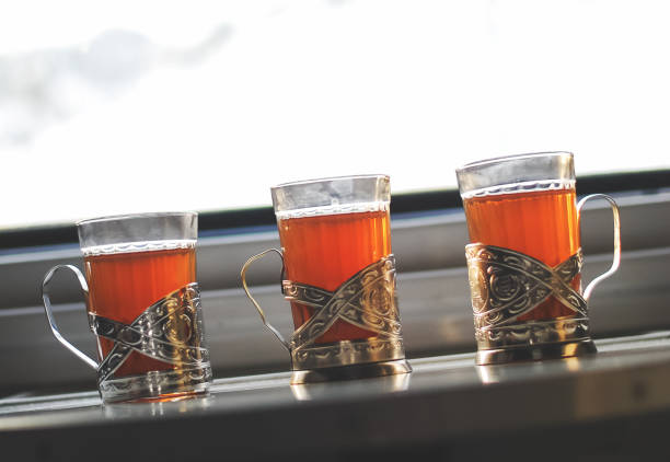 istock Tea in glass cups with metal cup holders 1011996296