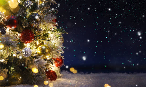 istock Christmas tree with decoration and lighting 1012003212
