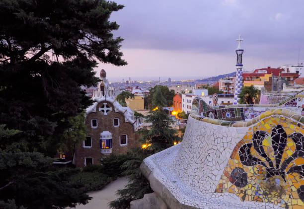 istock Barcelona, Spain. Parc Guell by Antonio Gaudi at Sunrise 1012003242