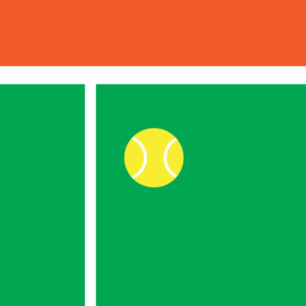 ilustrações, clipart, desenhos animados e ícones de vetor de plano de fundo da bola de tênis em quadra de tênis para o esporte de jogar com espaço de cópia - tennis baseline fun sports and fitness