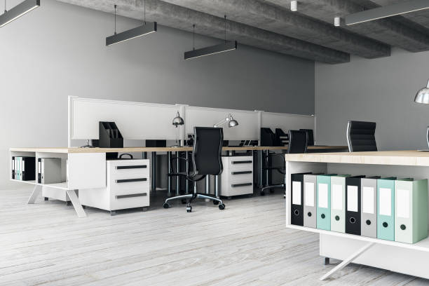 istock Side view of contemporary coworking interior 1012027512