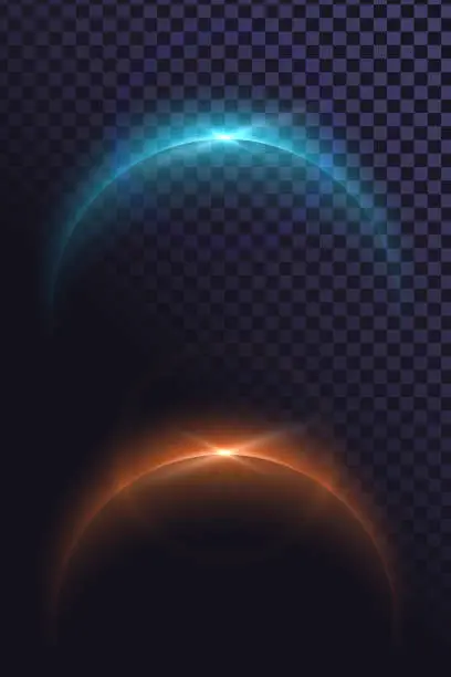 Vector illustration of Eclipse, planets and the sun rays