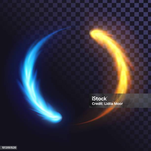 Ring Of Blue And Yellow Flame Stock Illustration - Download Image Now - Fire - Natural Phenomenon, Ice, Sphere
