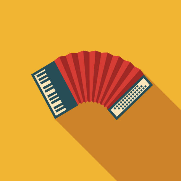 Accordion Flat Design Germany Icon A flat design Germany themed icon with a long side shadow. Color swatches are global so it’s easy to edit and change the colors. accordion instrument stock illustrations