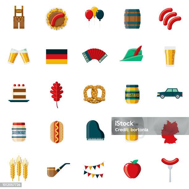 Germany Flat Design Icon Set Stock Illustration - Download Image Now - Germany, Icon Symbol, German Language