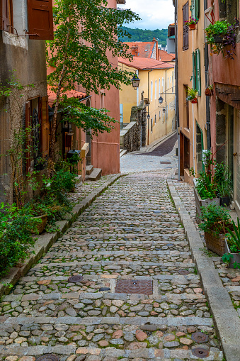 Street in the city of Le Puy-en-Velay in the Auvergne-Rhone-Alpes region of south-central France.