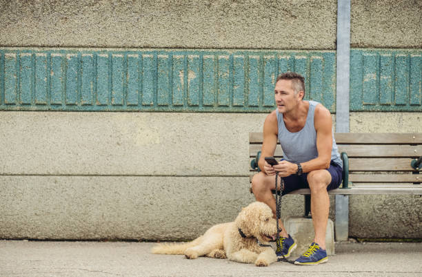 istock Dog walker taking a break at the station 1012082676