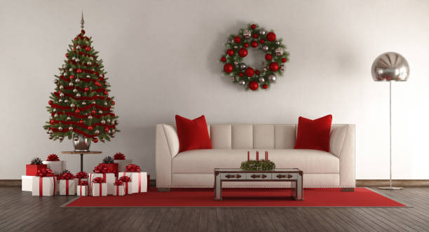 istock White living room with Christmas tree 1012088032