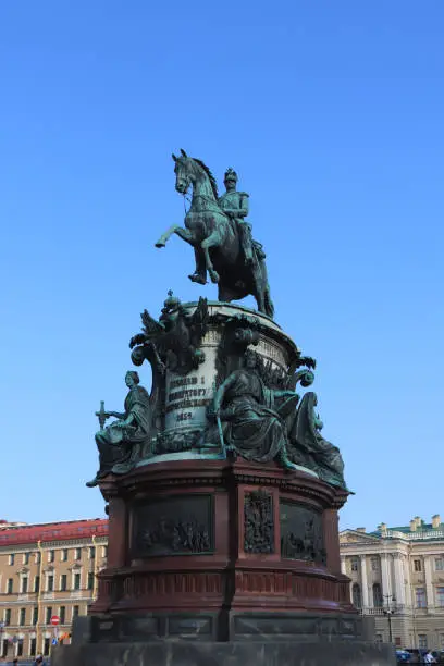 Monument to Nicholas the first. To the Emperor of Russia. Isaac Square. St. Petersburg.