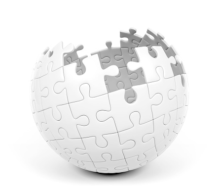 Spherical puzzle with missing pieces, 3D Rendering