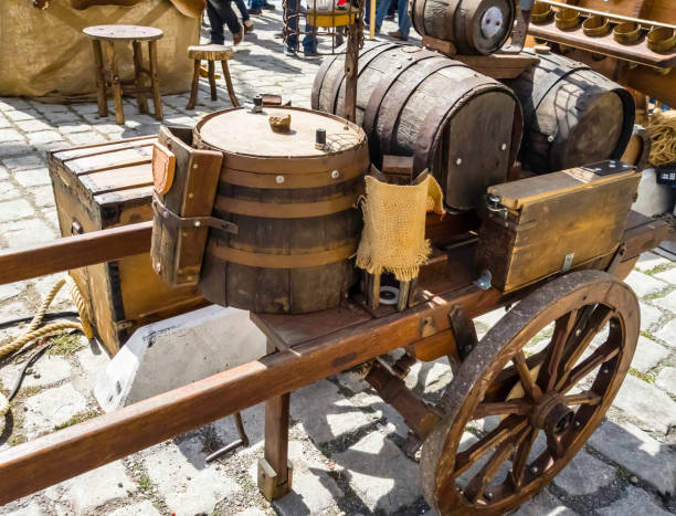 istock wooden antique cart loaded with objects in vintage style 1012113680