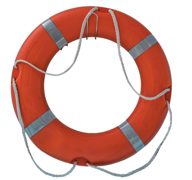 czerwony pierścień życia izolowany na białym tle. - buoy safety rescue rubber zdjęcia i obrazy z banku zdjęć