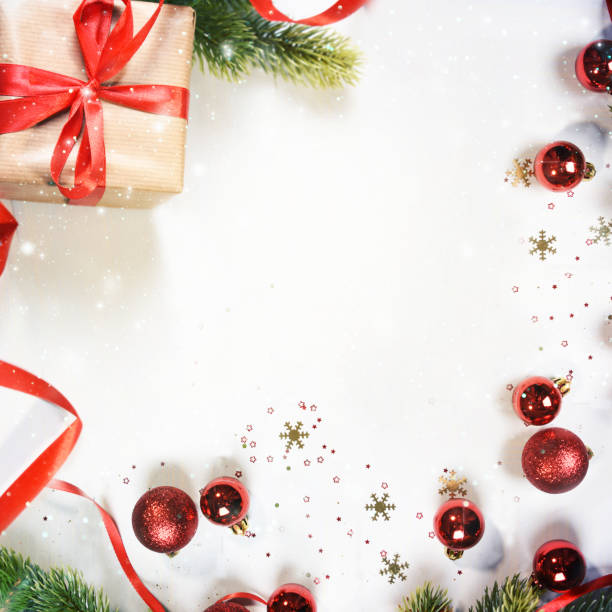 istock Christmas background with branch and ornaments 1012118366