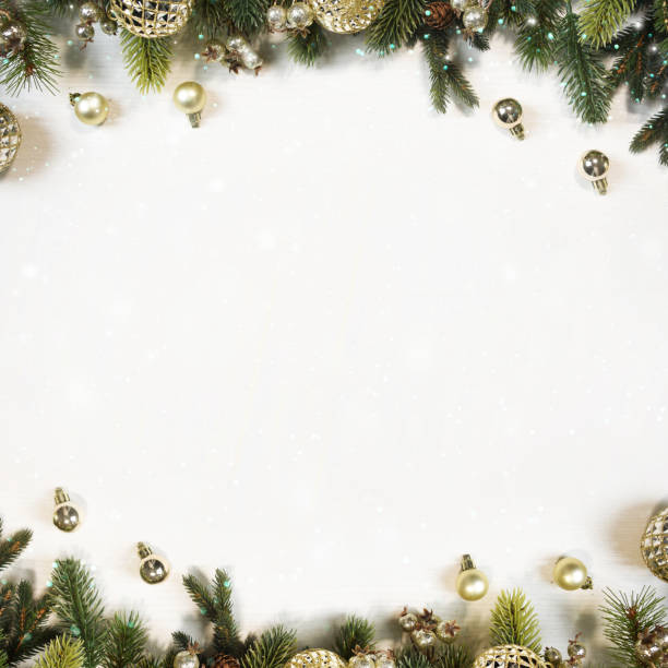 istock Christmas background with branch and ornaments 1012123400