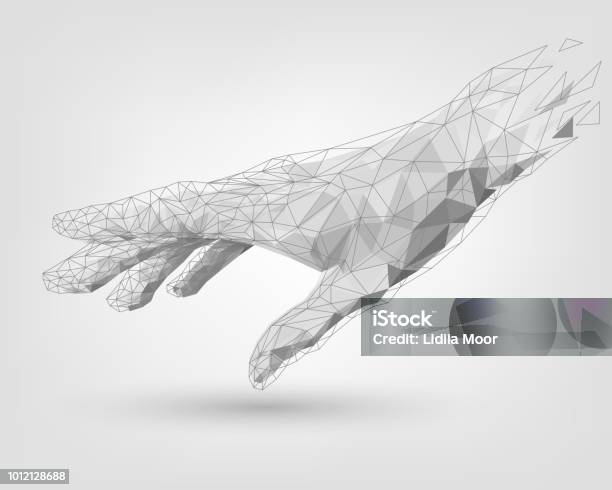 Human Or Robot Hand Stock Illustration - Download Image Now - Hand, Low-Poly-Modelling, Wire-frame Model