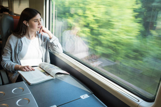 Young Girl Riding The Train in Italy