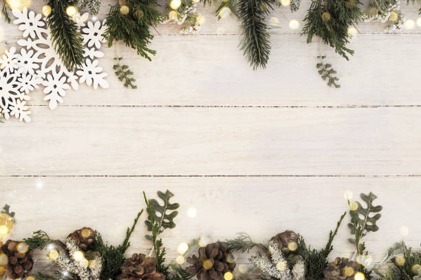 istock Christmas background on the white wooden desk 1012133416