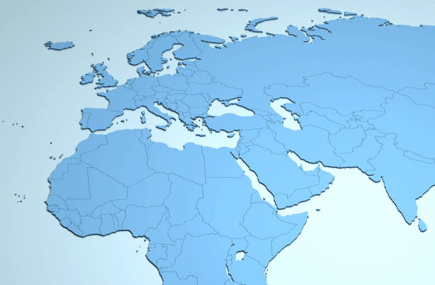 Blurred many coloured world map for background.