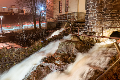 Molndal, Sweden - December 25, 2016: Kvarnby is an old industrial area, and before that agricultural, powered by the water