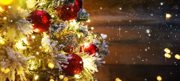 istock Christmas tree with decoration and lighting 1012141460