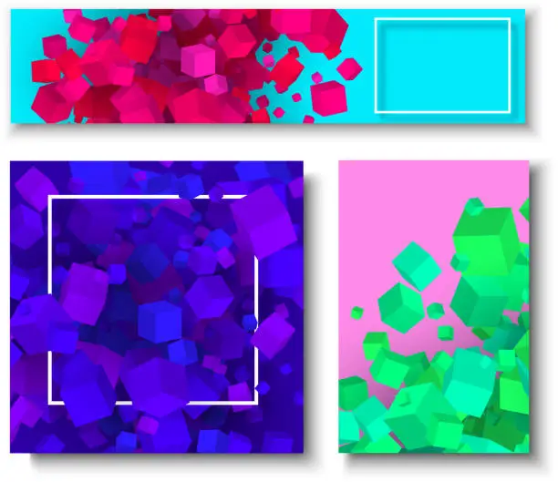 Vector illustration of Backgrounds with color geometric 3d cubes pattern.