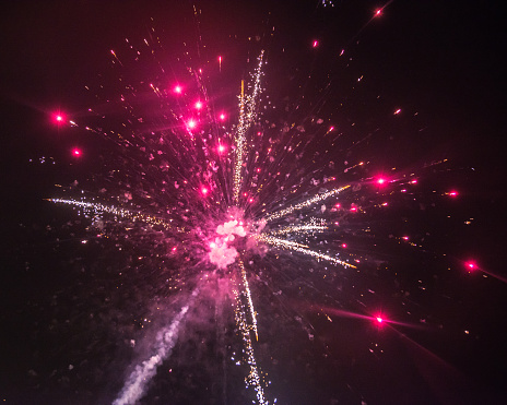 Firework show, San Juan celebration in Barcelona, Spain