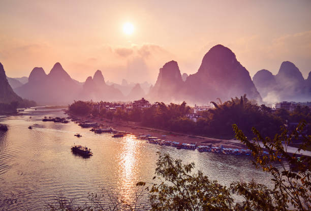 istock Scenic sunset over Li River in Xingping, China. 1012151178