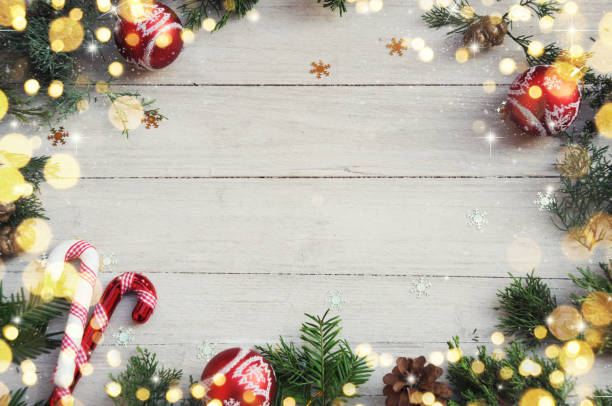 istock Christmas background on the white wooden desk 1012151182