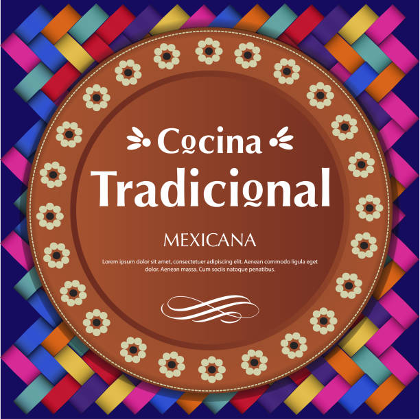 ilustraciones, imágenes clip art, dibujos animados e iconos de stock de cocina tradicional mexicana (comida tradicional mexicana en español) arcilla placa composición, espacio de copia - mexican culture backgrounds clay frame