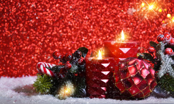 istock Christmas holiday background with candles 1012158080