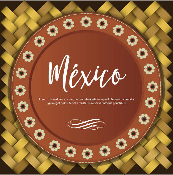 ilustraciones, imágenes clip art, dibujos animados e iconos de stock de composición de la placa de barro tradicional mexicana – copia espacio - mexican culture backgrounds clay frame