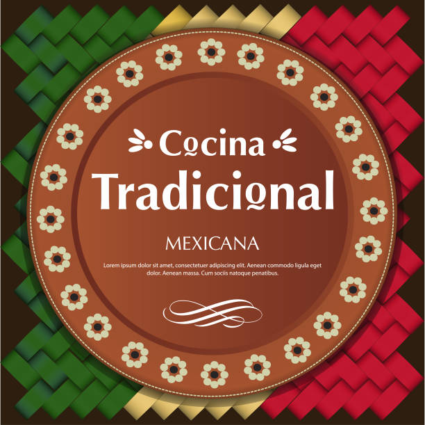 ilustraciones, imágenes clip art, dibujos animados e iconos de stock de cocina tradicional mexicana (comida tradicional mexicana en español) arcilla placa composición, espacio de copia - mexican culture backgrounds clay frame