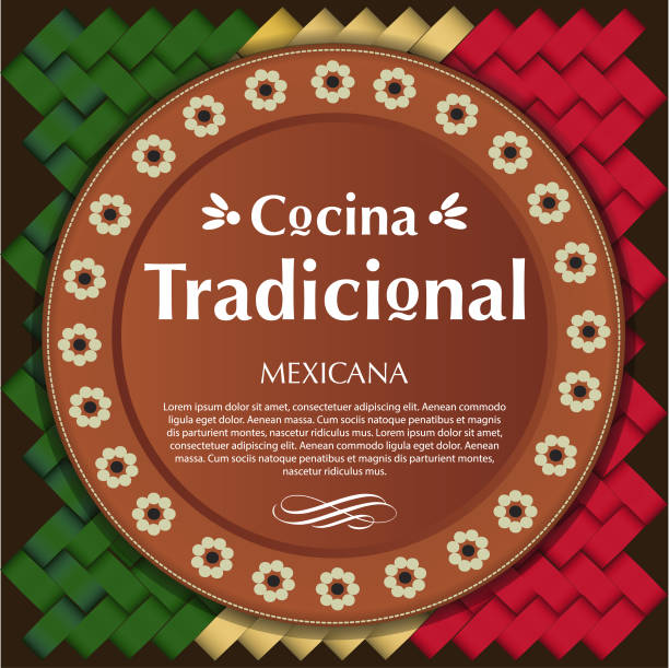 ilustraciones, imágenes clip art, dibujos animados e iconos de stock de cocina tradicional mexicana (comida tradicional mexicana en español) arcilla placa composición, espacio de copia - mexican culture backgrounds clay frame