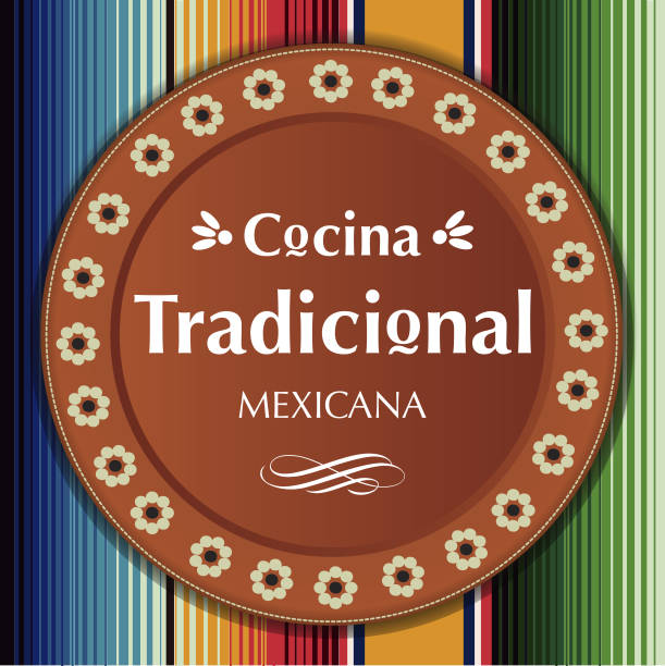 ilustraciones, imágenes clip art, dibujos animados e iconos de stock de cocina tradicional mexicana (comida tradicional mexicana en español) arcilla placa composición, espacio de copia - mexican culture backgrounds clay frame