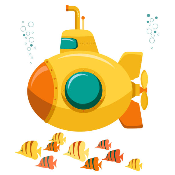 stockillustraties, clipart, cartoons en iconen met yellow submarine onderzeese. vector - onderzeeër