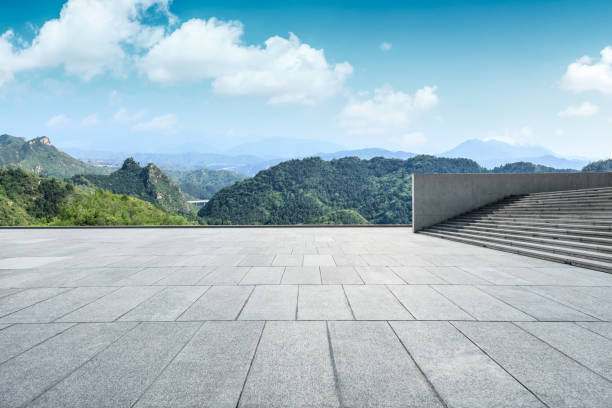 istock Empty square floor and mountain natural landscape 1012181280
