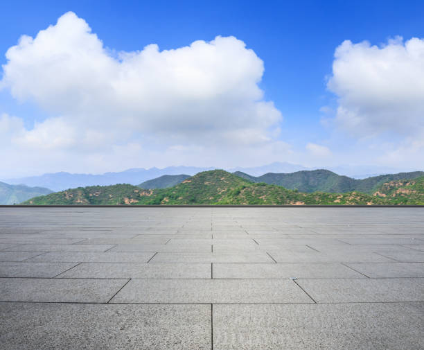 istock Empty square floor and mountain natural landscape 1012181290