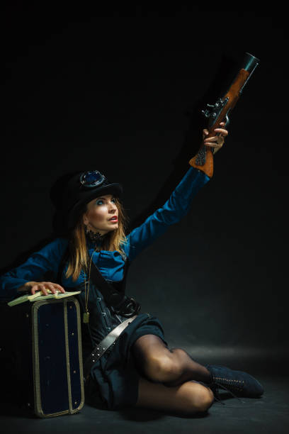 istock Steampunk girl armed and dangerous. 1012190488