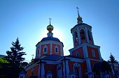 the Orthodox Church against the blue sky