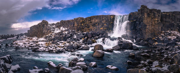 istock Oxararfoss - May 03, 2018: The Oxararfoss waterfall, Iceland 1012200110