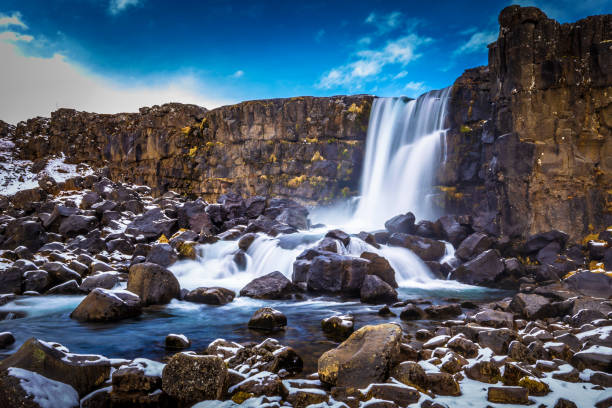 istock Oxararfoss - May 03, 2018: The Oxararfoss waterfall, Iceland 1012200126