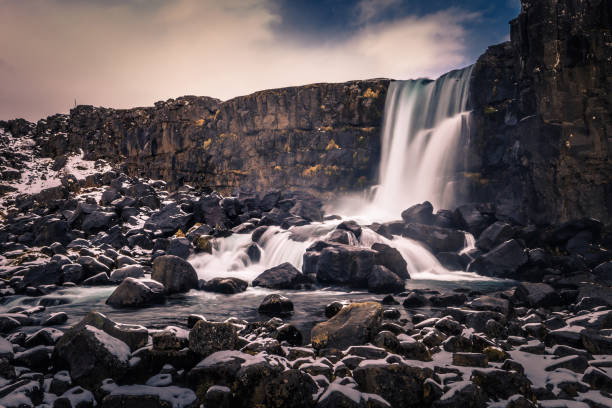 istock Oxararfoss - May 03, 2018: The Oxararfoss waterfall, Iceland 1012200130