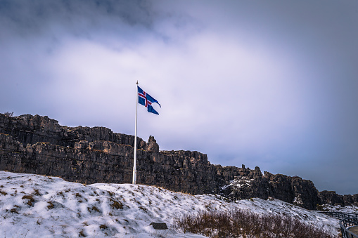 Thingvellir - May 03, 2018: Ancient norse parliament in Thingvellir National Park, Iceland