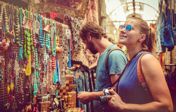 Couple discover gifts market while travelling