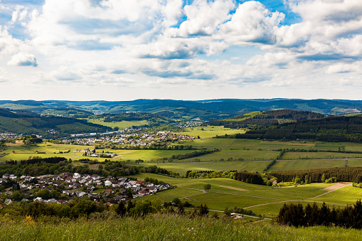 Aerial view of Hirzenhain and Eiershausen two villages near Dillenburg