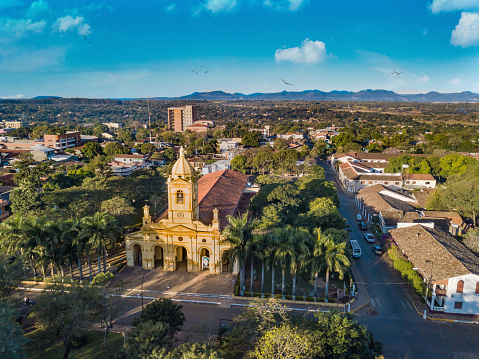 Vista aérea de la gran iglesia nueva en Villarrica - Paraguay photo