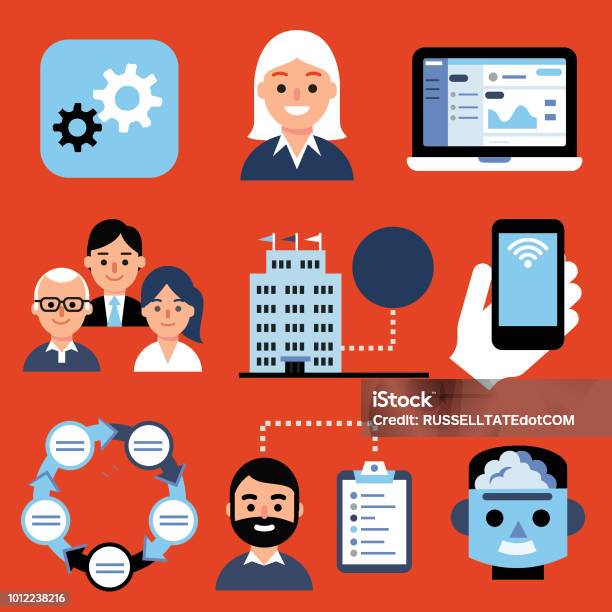 Development And Marketing Icons Stock Illustration - Download Image Now - Cyborg, Icon Symbol, Robot