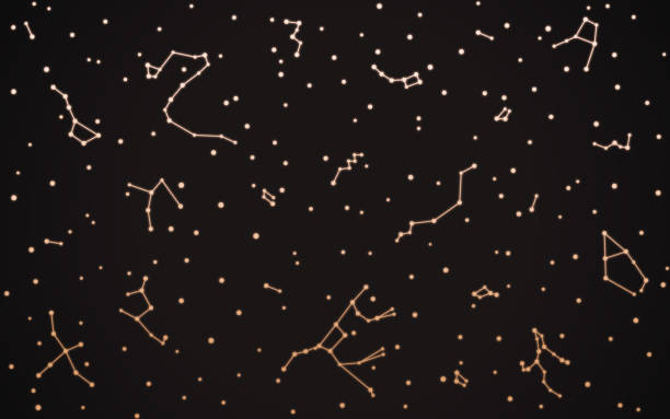 Constellations and Stars Abstract Background Constellations starry star field sky abstract night sky background. constellation stock illustrations
